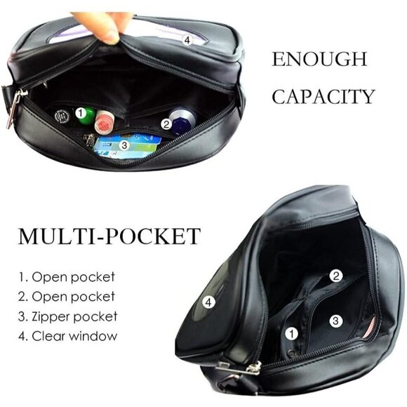 Women Black Ita Bag Crossbody Cat Small Ita Purse Pin Display Bag with Insert - Picture 5 of 7